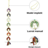 Ornament de agatat cu 7 chakre reprezentate cu arborele vietii lucrat manual cu pietre semipretioase si cristale vindecatoare - Ornament de meditatie, decor feng shui pentru casa, birou, masina