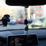 Ornament de agatat cu cristale vindecatoare Ametist si Turmalina Neagra, accesorii sub forma de semiluna si steluta Decor feng shui pentru oglinda masinii, casa si birou