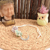 Ornament de agatat cu cristale vindecatoare Ametist si Turmalina Neagra, accesorii sub forma de semiluna si steluta Decor feng shui pentru oglinda masinii, casa si birou