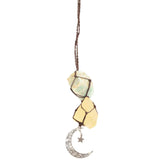 Ornament de agatat cu cristale vindecatoare Ametist si Turmalina Neagra, accesorii sub forma de semiluna si steluta Decor feng shui pentru oglinda masinii, casa si birou