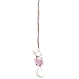 Ornament de agatat cu cristale vindecatoare Ametist si Turmalina Neagra, accesorii sub forma de semiluna si steluta Decor feng shui pentru oglinda masinii, casa si birou