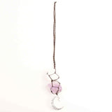 Ornament de agatat cu cristale vindecatoare Ametist si Turmalina Neagra, accesorii sub forma de semiluna si steluta Decor feng shui pentru oglinda masinii, casa si birou