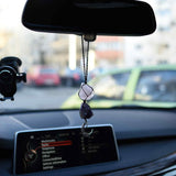 Ornament de agatat cu cristale vindecatoare Ametist si Turmalina Neagra, accesorii sub forma de semiluna si steluta Decor feng shui pentru oglinda masinii, casa si birou