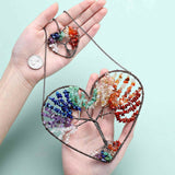Ornament de agatat model arborele vietii in forma de inima - Realizat manual cu pietre semipretioase si cristale vindecatoare a celor 7 chakre