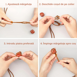 Set coliere ce contine 7 cristale naturale chakre si doua lanturi de franghie reglabile, realizate manual de diferite dimensiuni, un cadou ideal pentru femei, barbati si copii
