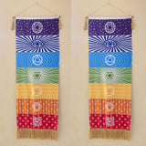 Tapiserie Chakra pentru Meditatie si Yoga cu Franjuri - Design 7 chakre, 104 x 35 cm - Decor pentru Pereti si Spatii Spirituale