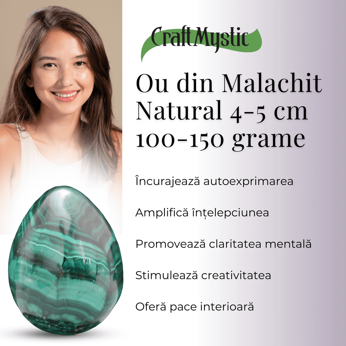 Ou din malachit natural 4-5 cm 100-150 grame - Elixirul Transformarii Spirituale
