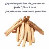 Pachet 10 Bucati Lemn \\"Sfant\\" Palo Santo + Saculet satin pastrare Original din Ecuador - Pentru Curatarea Cristalelor