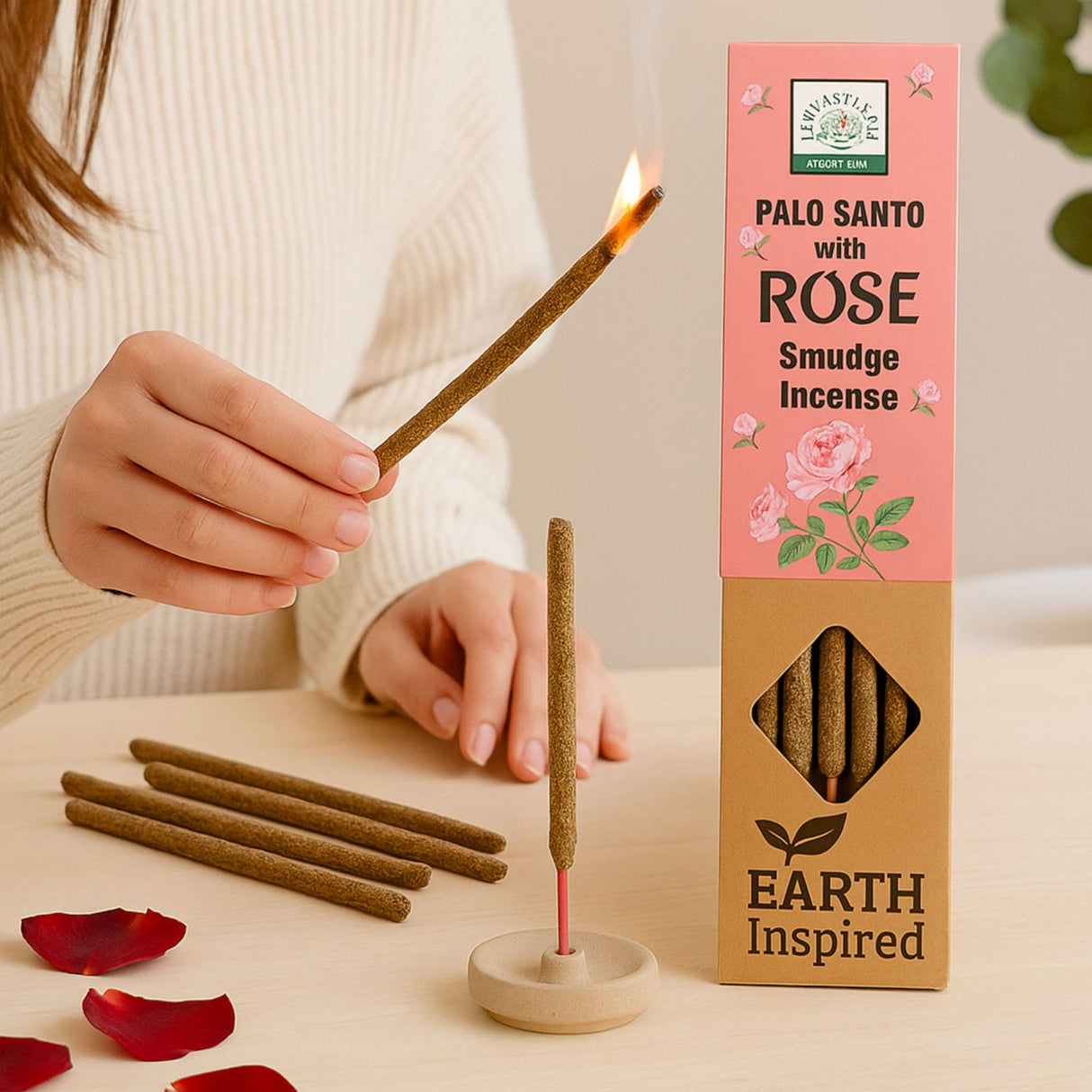 Palo Santo cu Trandafir – Betisoare Smudge Incense Earth Inspired