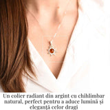 Colier argint 925 cu chihlimbar natural pentru echilibru si stil