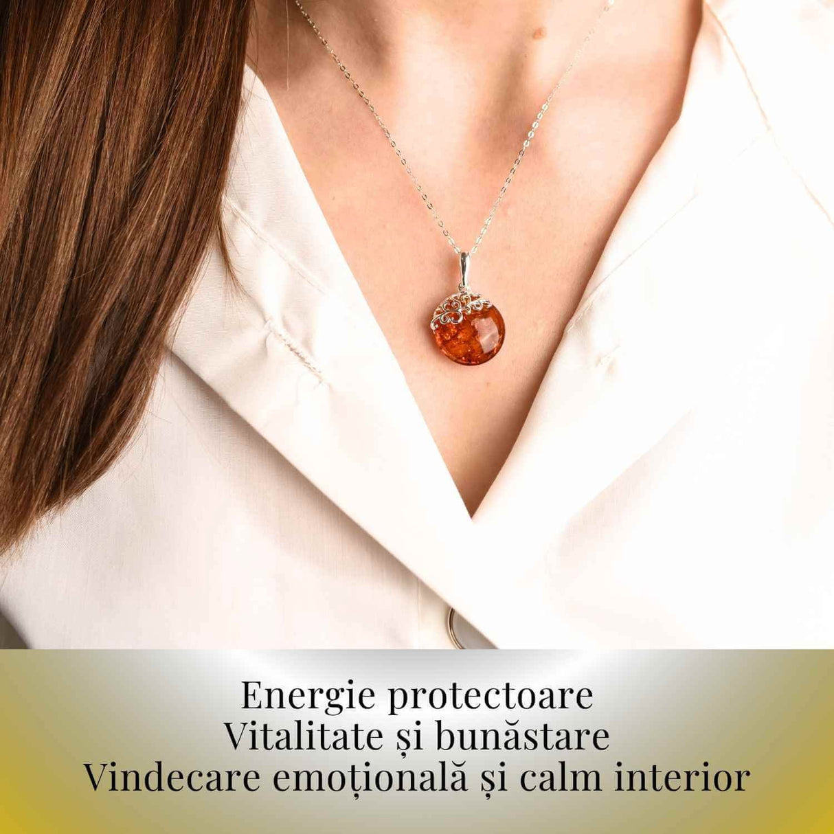 Colier argint 925 cu chihlimbar natural - eleganta si protectie