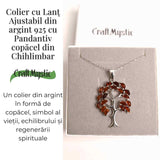 Colier argint 925 cu chihlimbar natural - simbolul copacului vietii