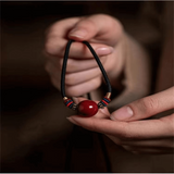 Colier cu pandantiv 16mm din cinabru natural - Amuleta de vindecare spirituala impotriva chakrei rele, pandantiv reglabil