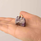 Pandantive 2.5 cm din piatra naturala Ametist, in forma de geanta - Accesorii din piatra pentru realizarea de bijuterii, cercei, colier