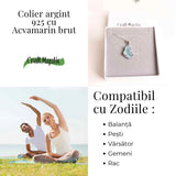 Colier Argint 925 cu Acvamarin Brut 3.00gr - Liniste Interioara si Claritate