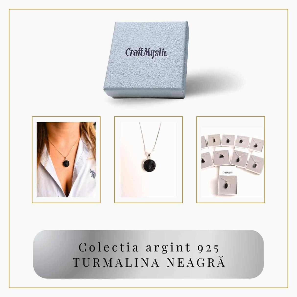Colier din argint 925 cu turmalina neagra bruta - Protectie si echilibru