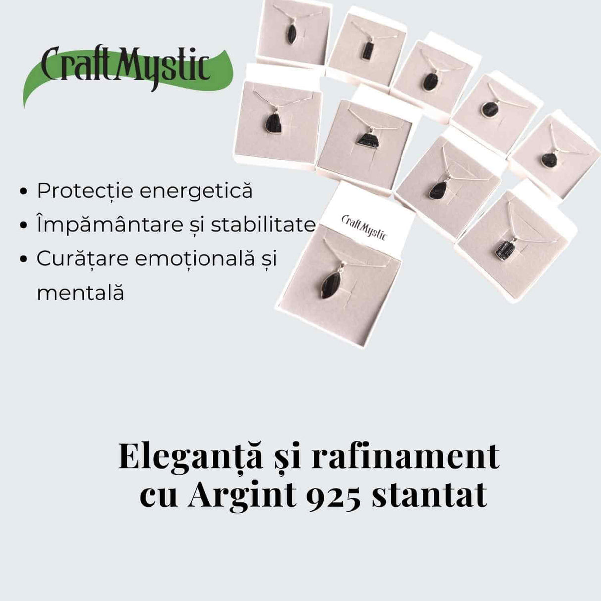 Colier din argint 925 cu turmalina neagra bruta - Protectie si echilibru