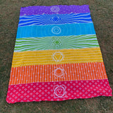 Covor de Yoga si Meditatie 180x130 cm cu Design Bohemian Mandala pentru 7 Chakre - Panza de Perete sau Decor de Interior/Exterior