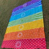 Covor de Yoga si Meditatie 180x130 cm cu Design Bohemian Mandala pentru 7 Chakre - Panza de Perete sau Decor de Interior/Exterior