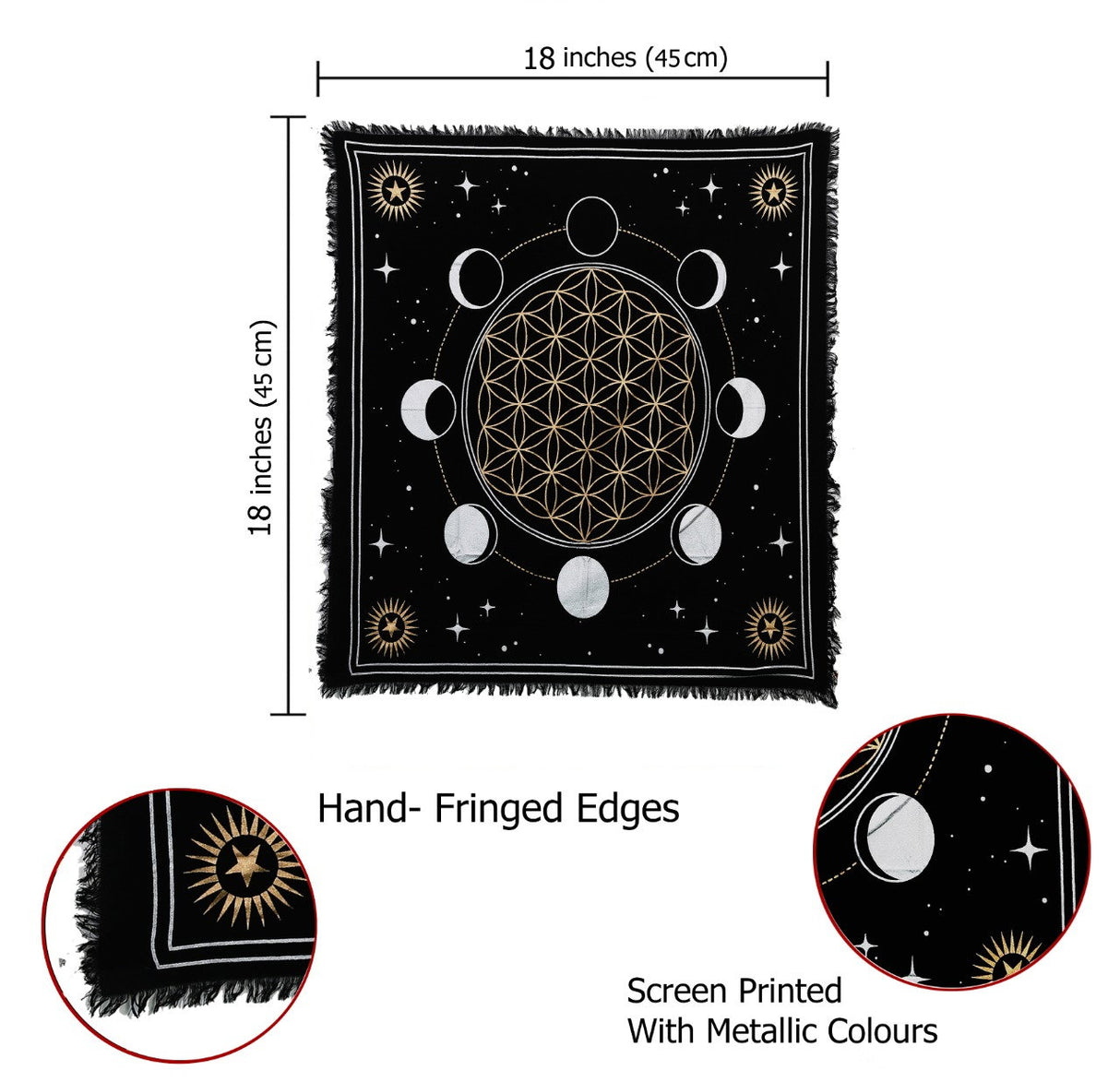 Panza Sacra pentru altar magic - Design Moon Phases - Vrajitorie Tarot Wiccani Spiritualitate