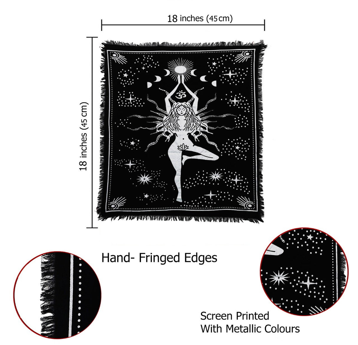 Panza Sacra pentru altar magic - Design Triple Goddess Natraj - Vrajitorie Tarot Wiccani Spiritualitate