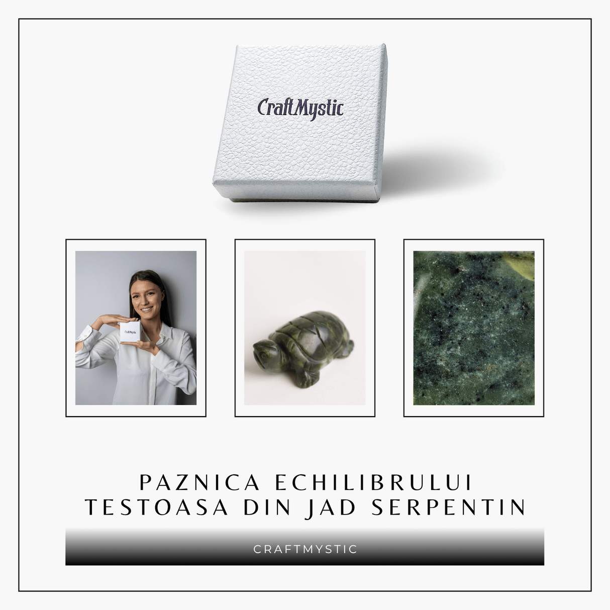 Paznica echilibrului – Testoasa din Jad Serpentin pentru Vitalitate si Liniste Interioara 8 cm lungime