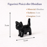 Figurina Pisica din Obsidian Negru – Protectie, Intuitie si Eleganta Mystica