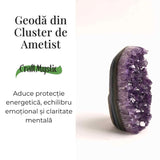 Geoda de ametist natural, taiata manual - Protectie si echilibru H= 10-11 cm L= 6-8 cm 500-600 gr