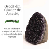Geoda de ametist natural, taiata manual - Protectie si echilibru H= 10-11 cm L= 6-8 cm 500-600 gr
