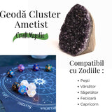 Geoda de ametist natural, taiata manual - Protectie si echilibru H= 10-11 cm L= 6-8 cm 500-600 gr