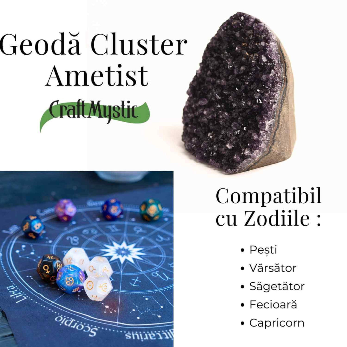 Geoda de ametist natural, taiata manual - Protectie si echilibru H= 10-11 cm L= 6-8 cm 500-600 gr
