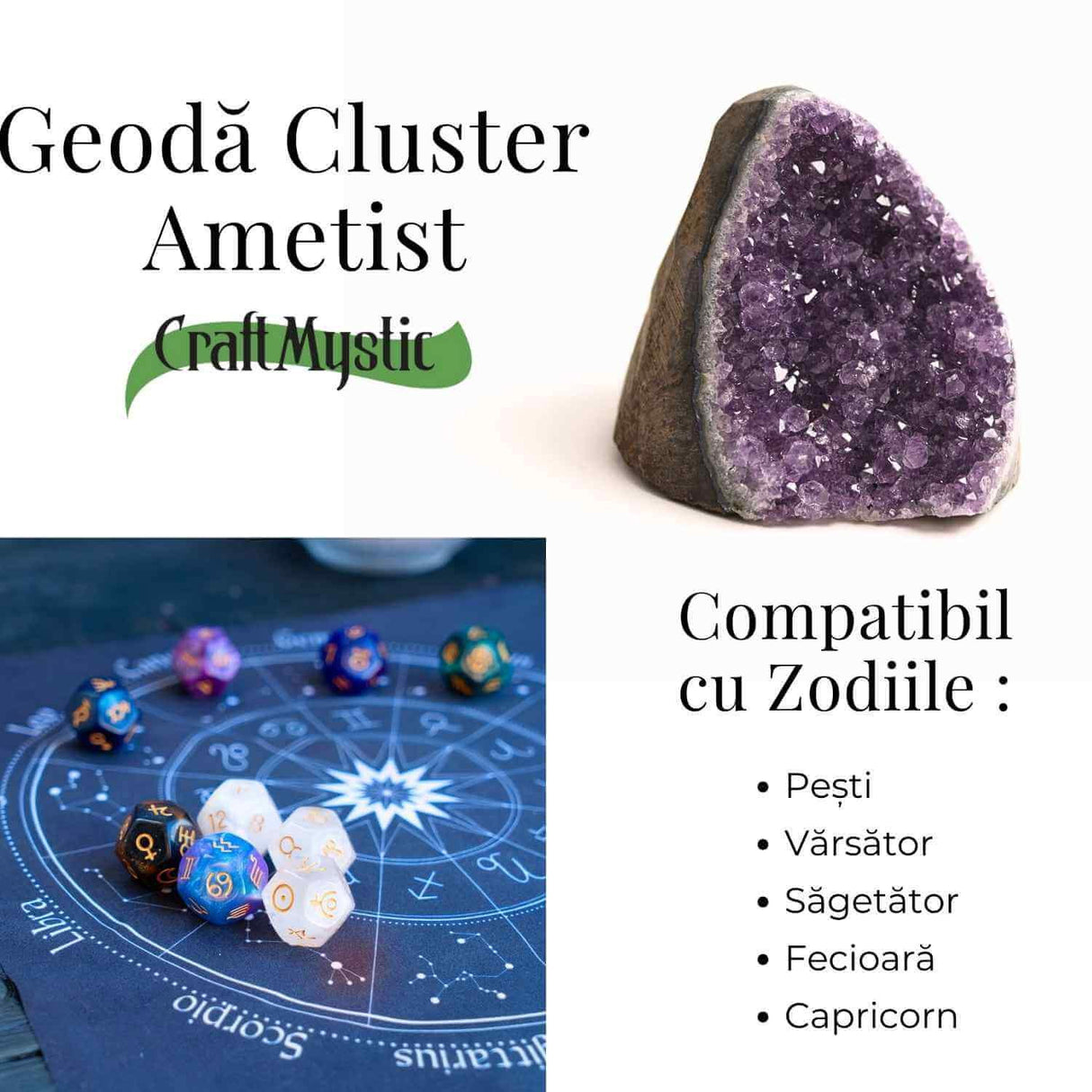 Geoda de ametist natural, taiata manual - Protectie si echilibru H= 10-11 cm L= 6-8 cm 500-600 gr