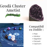 Geoda de ametist natural, taiata manual - Protectie si echilibru H= 10-11 cm L= 6-8 cm 500-600 gr