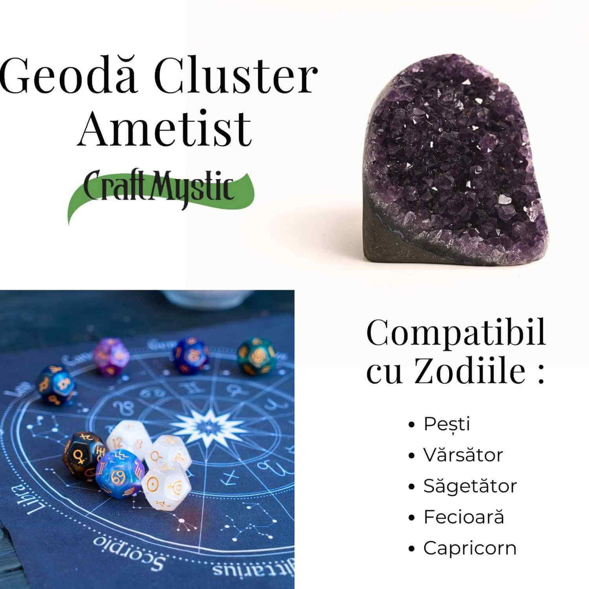 Geoda de ametist natural, taiata manual - Protectie si echilibru H= 10-11 cm L= 6-8 cm 500-600 gr