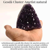 Geoda de ametist natural, taiata manual - Protectie si echilibru H= 10-11 cm L= 6-8 cm 500-600 gr