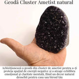 Geoda de ametist natural, taiata manual - Protectie si echilibru H= 10-11 cm L= 6-8 cm 500-600 gr