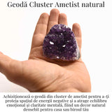 Geoda de ametist natural, taiata manual - Protectie si echilibru H= 10-11 cm L= 6-8 cm 500-600 gr