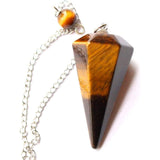 Pendul cu varf hexagonal din piatra naturala semipretioasa ochi de tigru