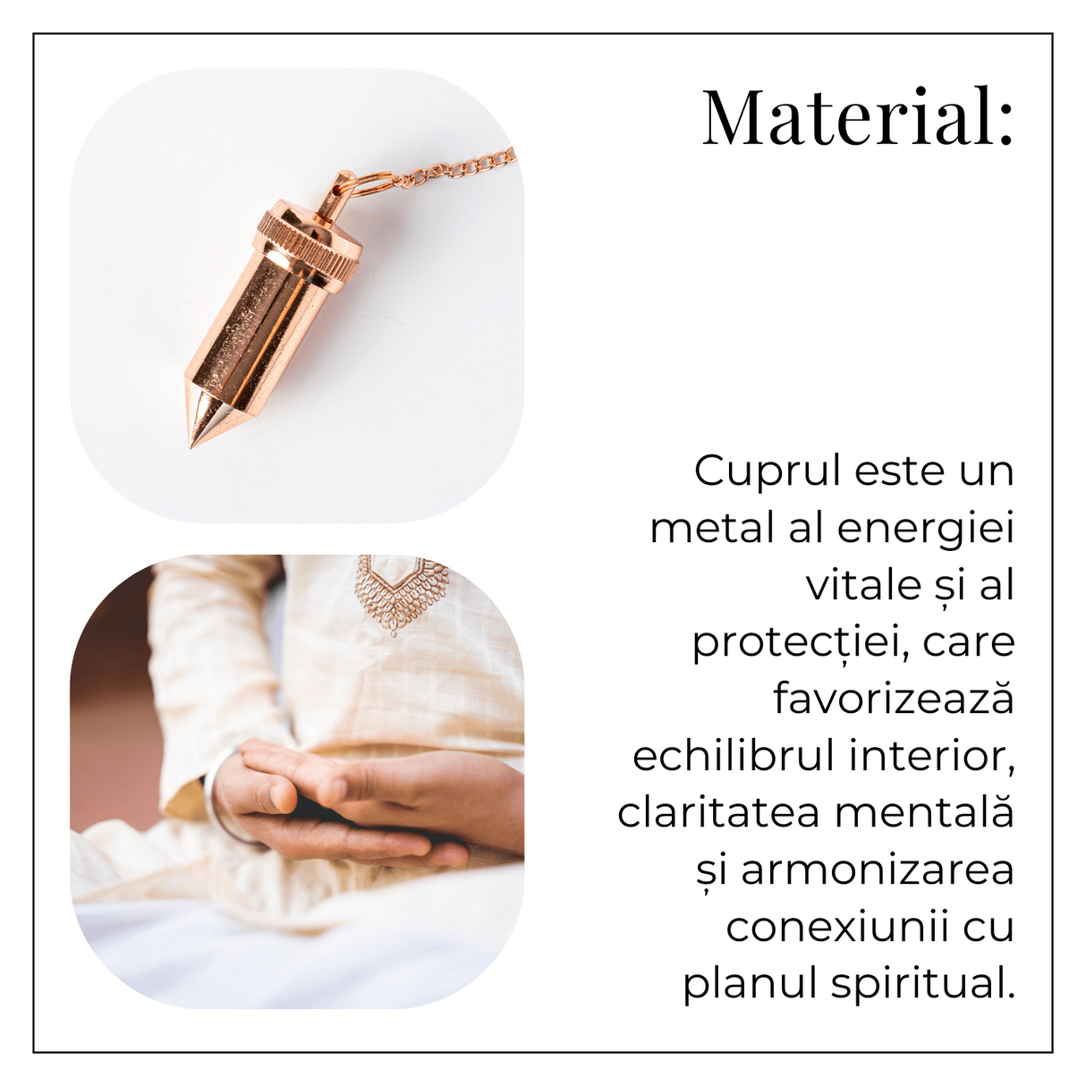 Pendul Cupru Hexagonal cu Filet - Protectie si Claritate Energetica