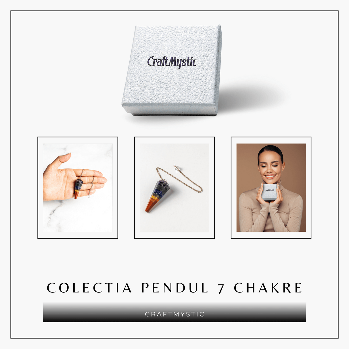 Pendul de Radiestezie cu Pietre 7 Chakre - Echilibru Energetic si Claritate