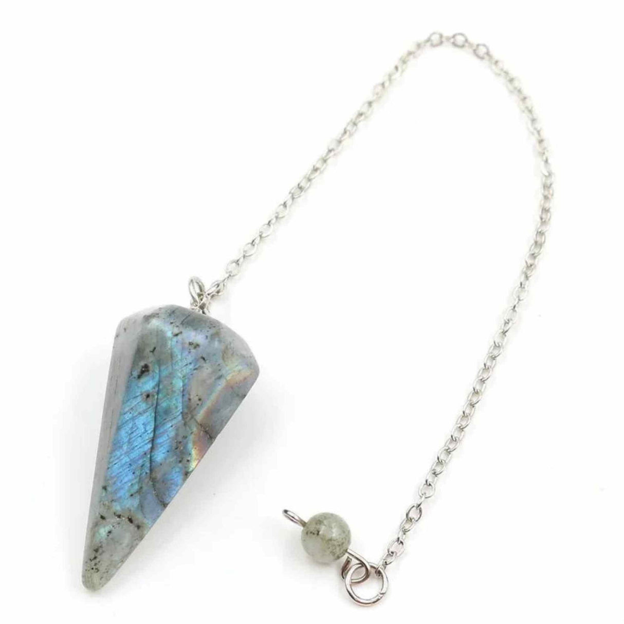 Pendul din Labradorit Natural cu Punct Hexagonal Instrument Precis pentru Reiki si Chakra