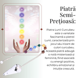 Pendul Piatra Lunii Curcubeu cu 7 Margele Chakre - Echilibru si Claritate