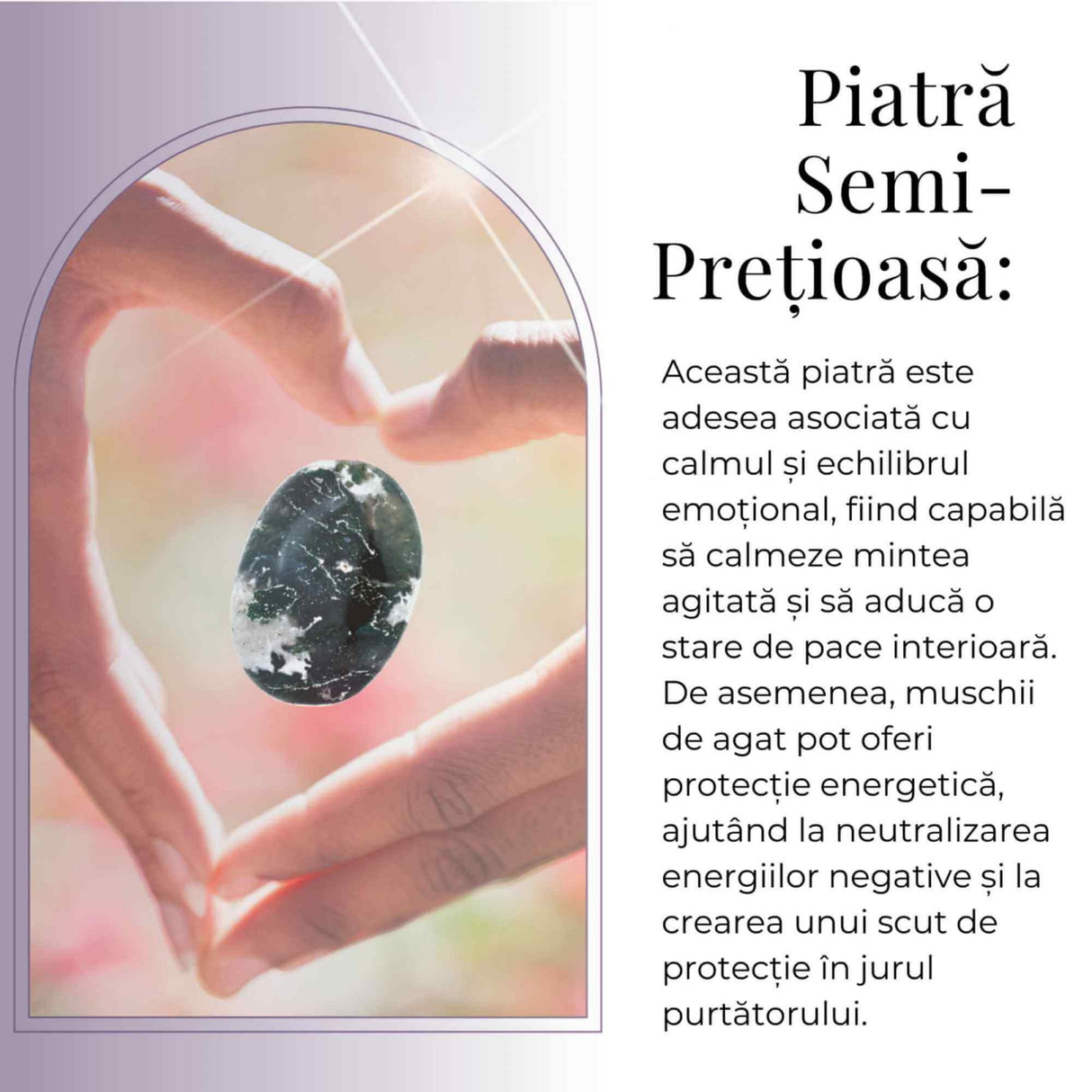 Piatra de Buzunar din Agat Muschi Natural 50-55 mm - Promoveaza Echilibrul și Vindecarea Emoționala