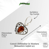 Bijuterie cu suflet - Cercei cu chihlimbar in montura romantica argint 925