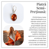 Piatra soarelui la urechea ta - Bijuterie Cercei cu vibe cald si elegant din chihlimbar si argint 925