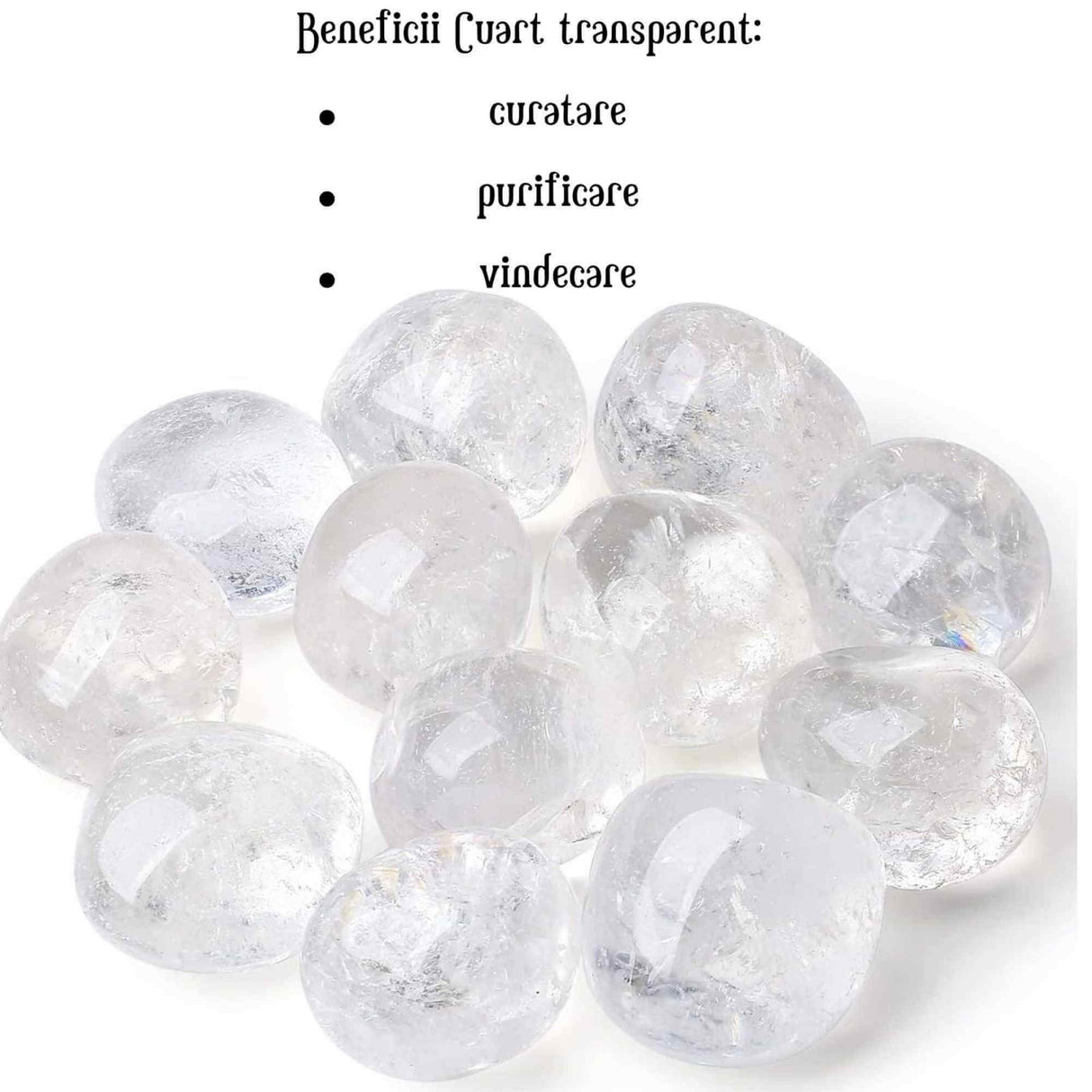 Piatra rulata din Cuart Transparent Natural - Claritate si Energie, 2-3 cm