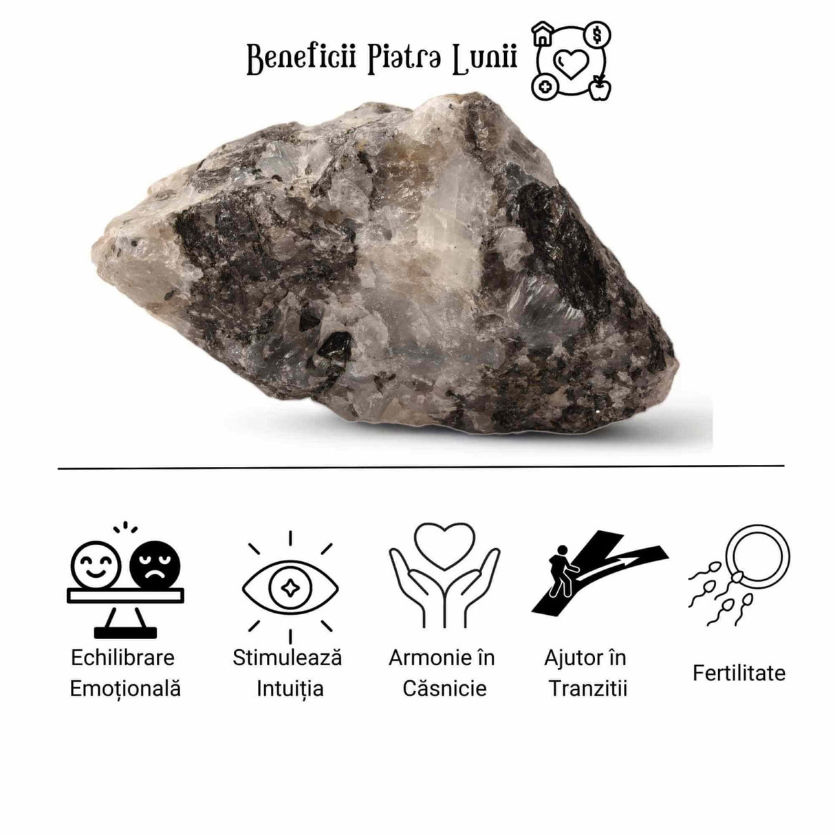 Piatra Lunii Curcubeu bruta 9-10 cm Cristale Naturale si Pietre de Vindecare