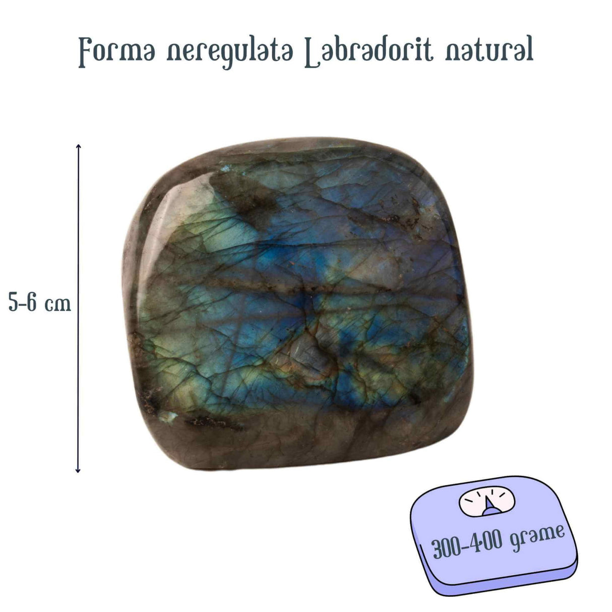 Piatra Labradorit Naturala in Forma Libera: Cristal Terapeutic si Decorativ cu Energie Vindecatoare (300-400g)