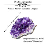 Cluster Ametist Natural din Uruguay, Cristal Unic pentru Meditatie si Echilibrare Energetica, Dimensiuni 5 cm
