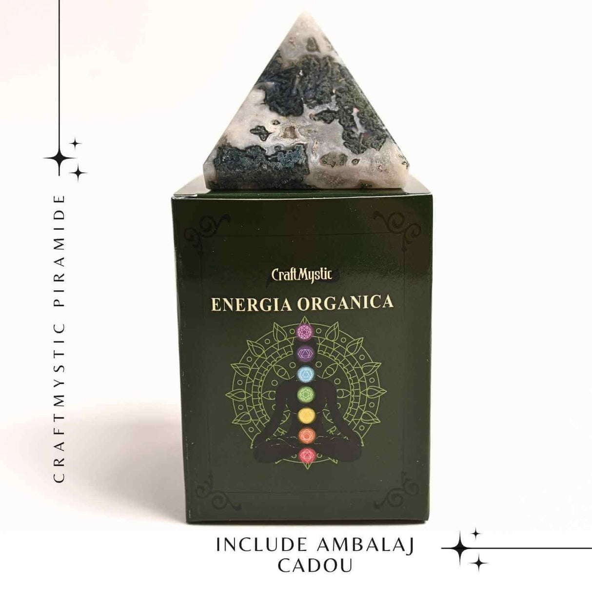 Piramida Moss Agate 55-60 mm - Echilibru Energetic si Vindecare Naturala